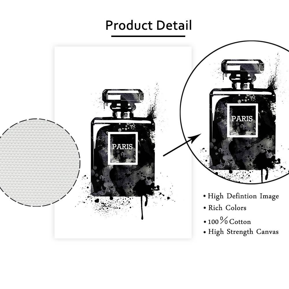 Black Evening Dress Print Pictures Fashion Girl Wall Poster Perfume Bottle Canvas Painting Nordic Posters Girl Room Decoration