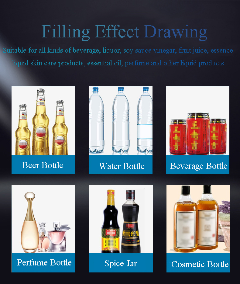 5ml-3500ml Water Softdrink Liquid Filling Machine CNC Automatic Control Water Oil Perfume Milk Beer Bottle Filler GFK-160