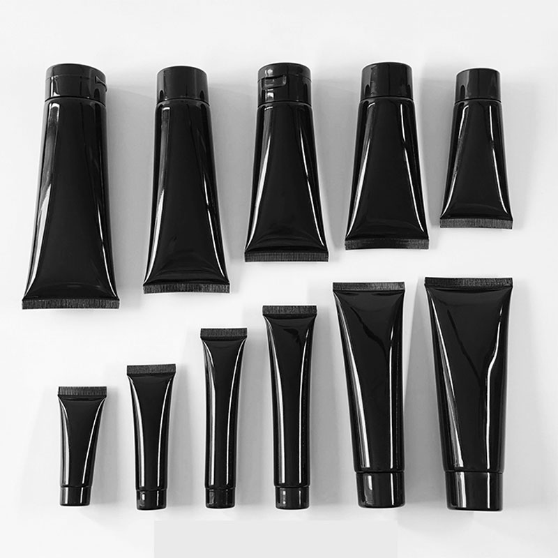 Glossy Black Soft Cosmetic Tubes