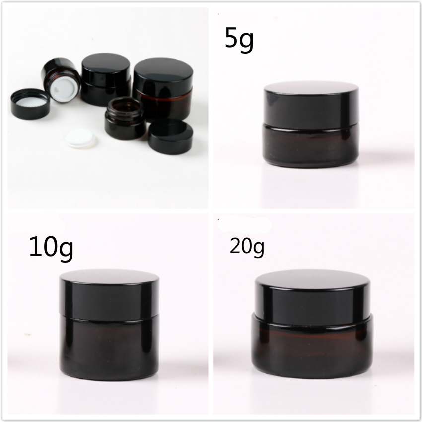 Dark Brown Glass Cream Jars