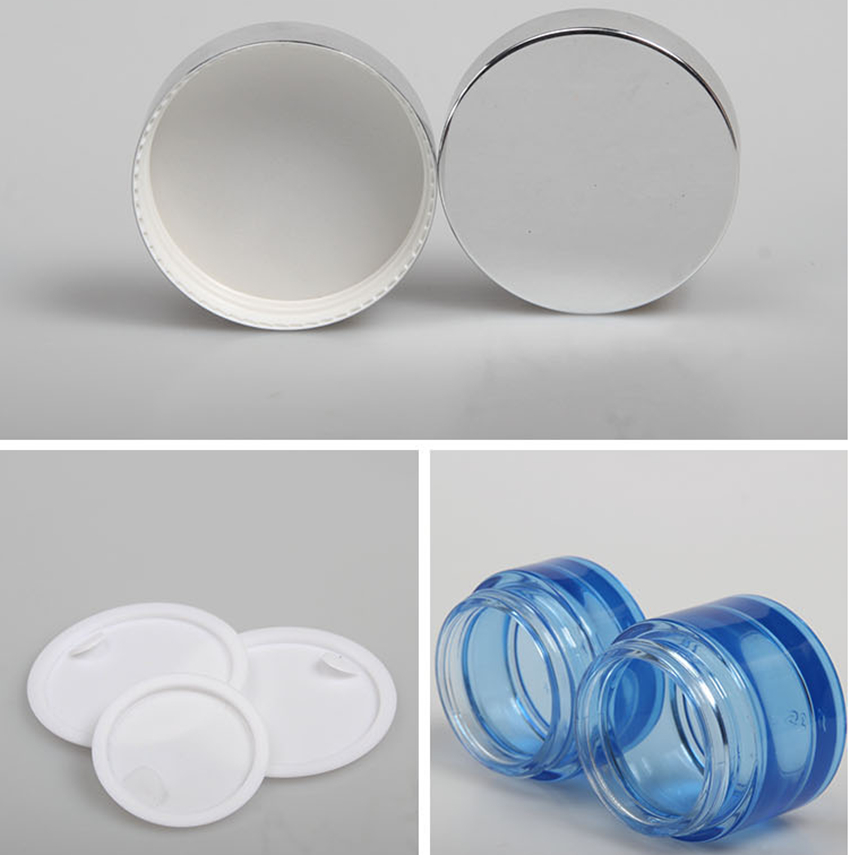 Refillable Blue Glass Cosmetics Jars
