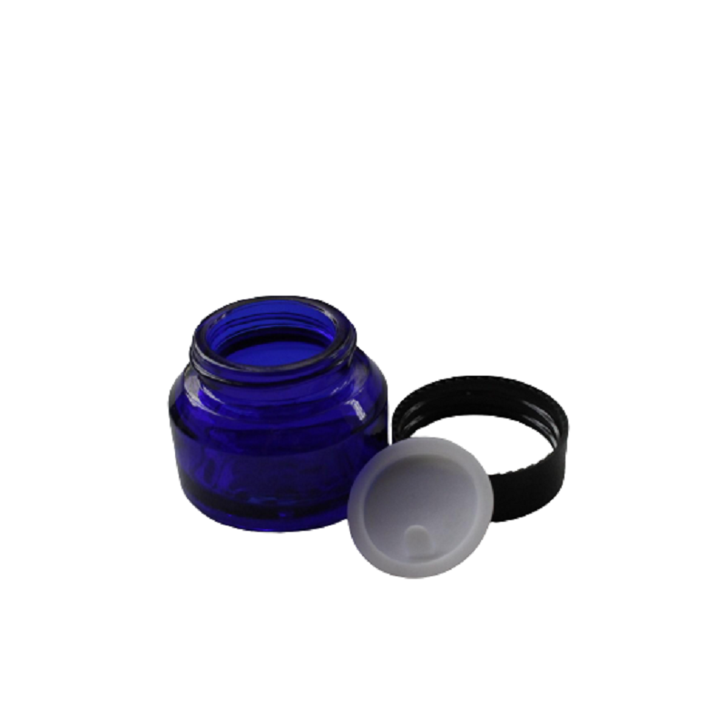 Refillable Blue Glass Cream Jars