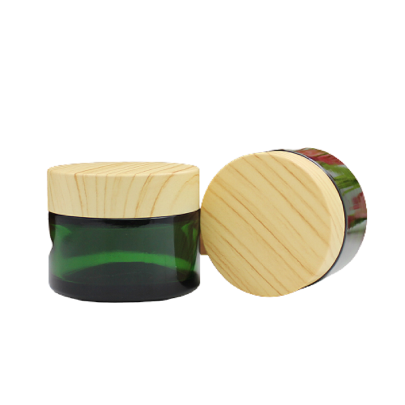 Green Glass Cream Jars