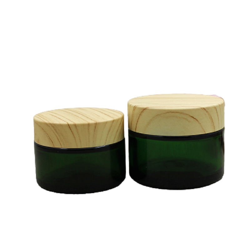 Green Glass Cream Jars
