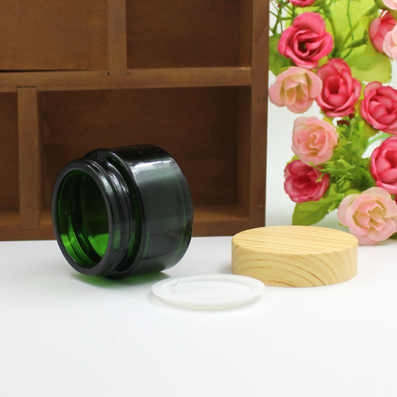 Green Glass Cream Jars