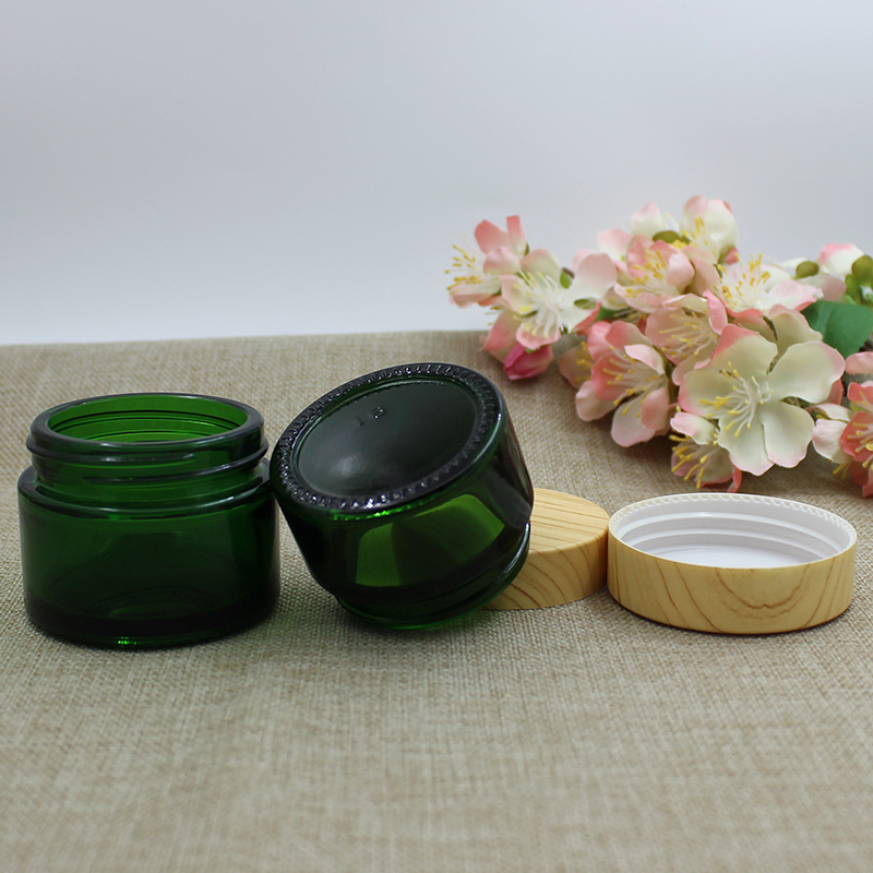 Green Glass Cream Jars