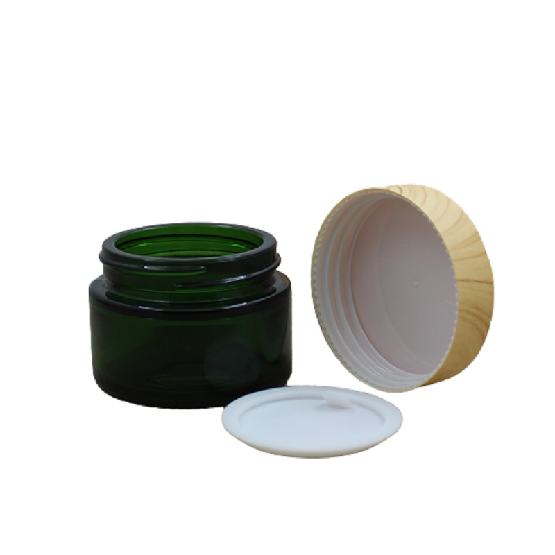 Green Glass Cream Jars