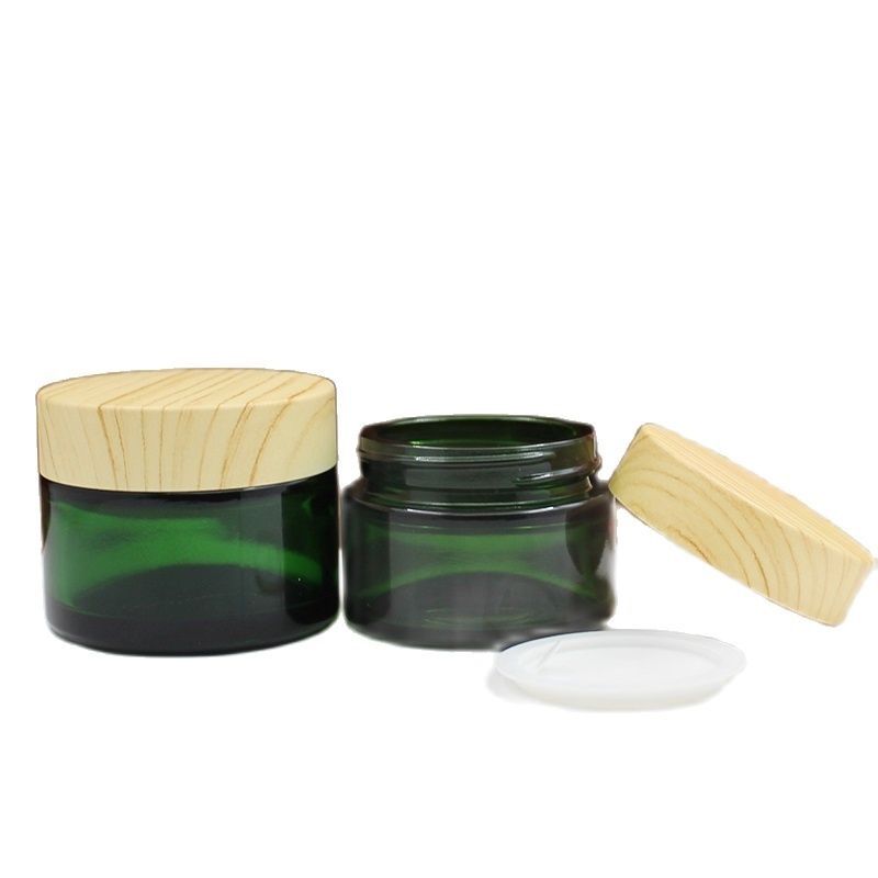 Green Glass Cream Jars