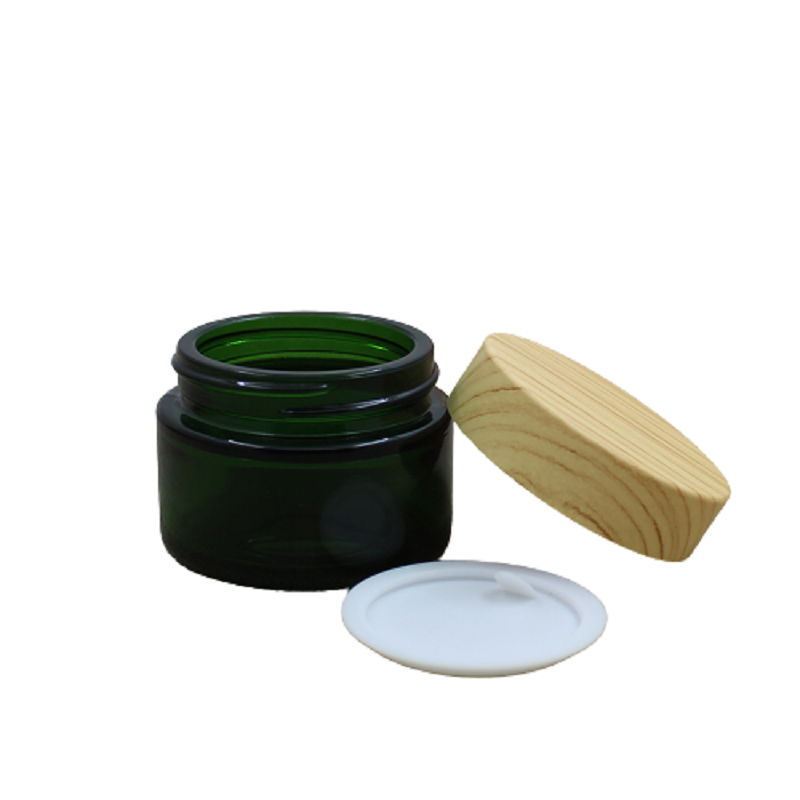 Green Glass Cream Jars
