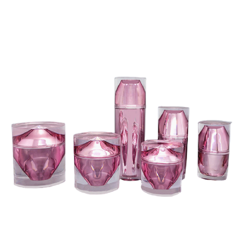 Empty Transparent Pink Acrylic Cosmetic Containers