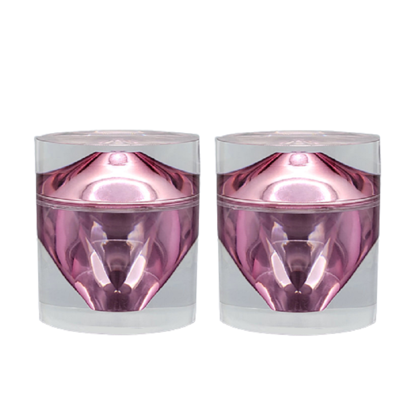 Empty Transparent Pink Acrylic Cosmetic Containers