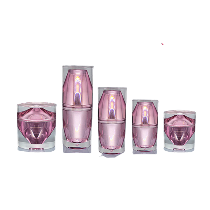 Empty Transparent Pink Acrylic Cosmetic Containers