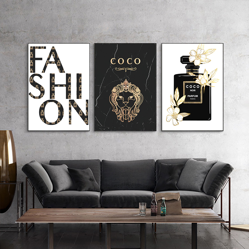 Gold Flower Perfume Luxury Poster Print Coco Quotes Fashion Canvas Painting Modern Wall Art Picture For Living Room Home Decor Gold Flower Perfume Luxury Poster Print Coco Quotes Fashion Canvas Painting Modern Wall Art Picture For Living Room Home Decor