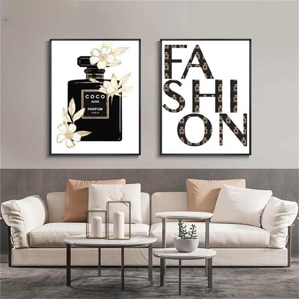 Gold Flower Perfume Luxury Poster Print Coco Quotes Fashion Canvas Painting Modern Wall Art Picture For Living Room Home Decor Gold Flower Perfume Luxury Poster Print Coco Quotes Fashion Canvas Painting Modern Wall Art Picture For Living Room Home Decor